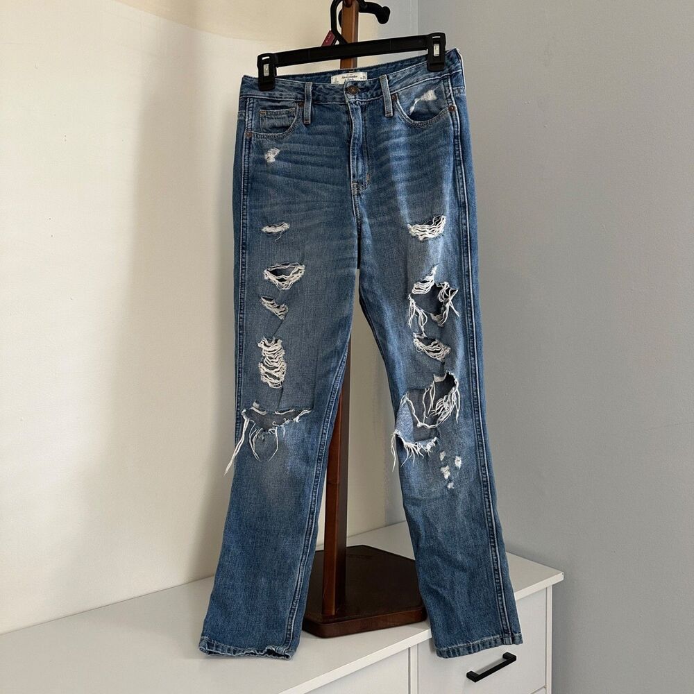 Abercrombie & Fitch New York Women's Size W25 High Rise Blue Distressed Jeans